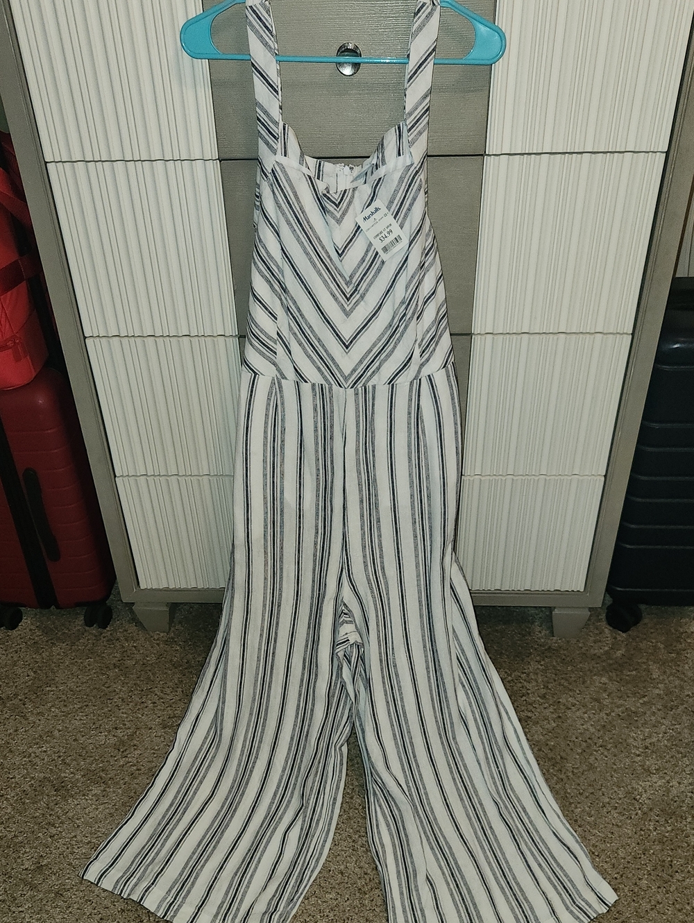 Cynthia Rowley White & Black Striped Wide-Leg Jumpsuit